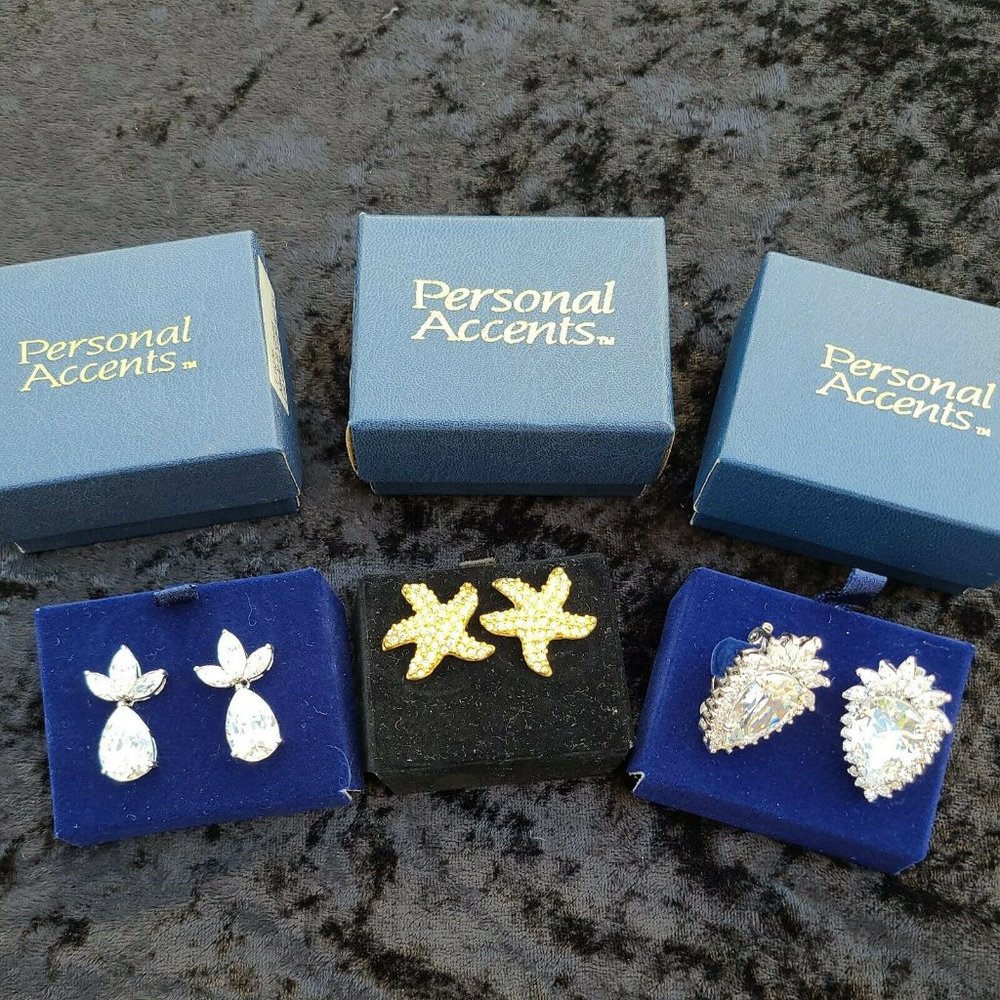 Lot of 3 Earrings Fancy Bling Jewelry Amway Personal Accents